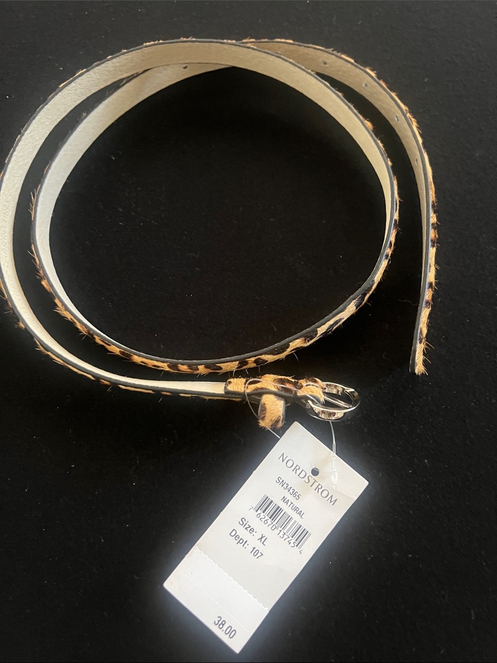 Nordstrom Leopard-Print Skinny Belt in Natural and Black